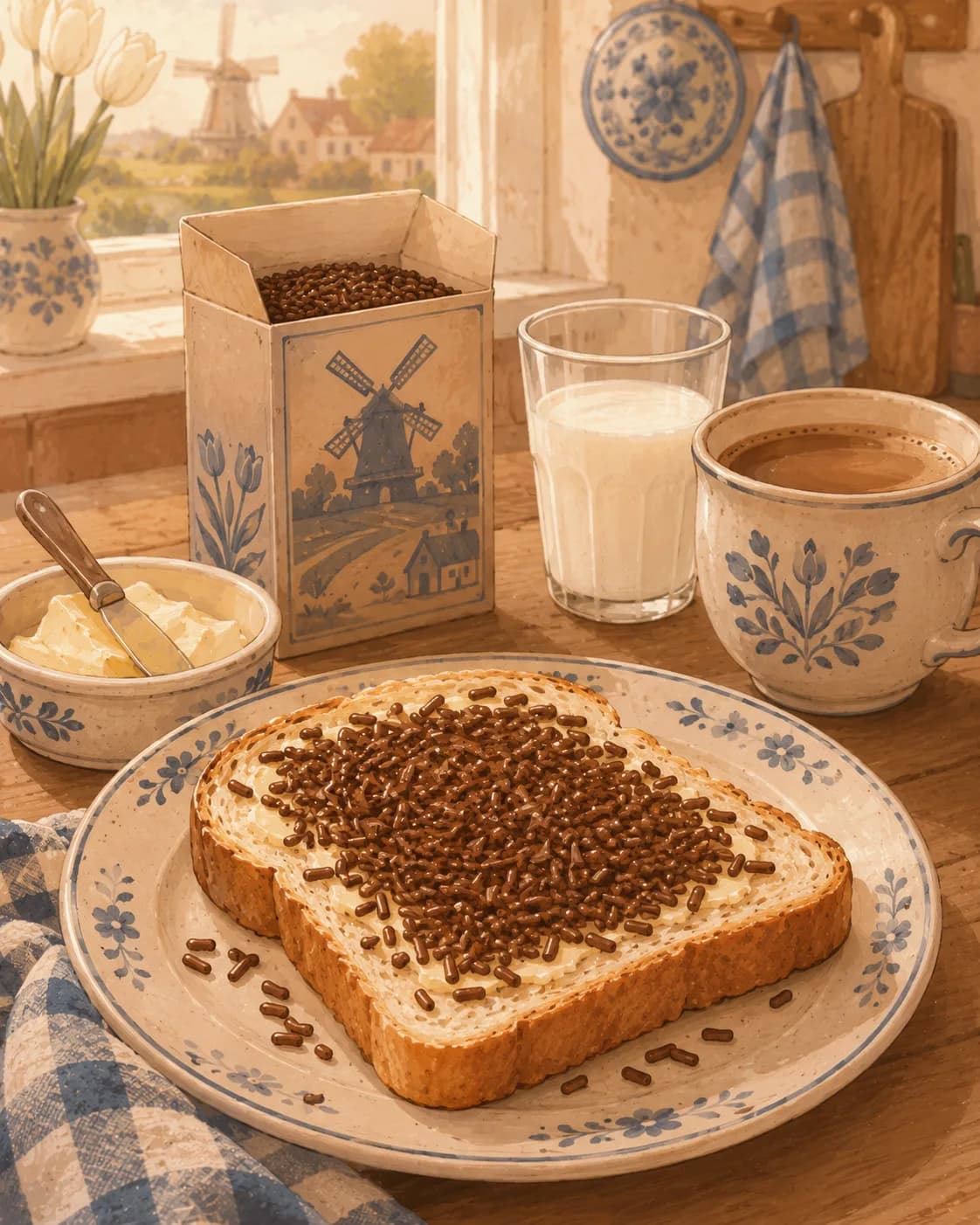 Hagelslag sur pain, petit-déjeuner en Pays-Bas