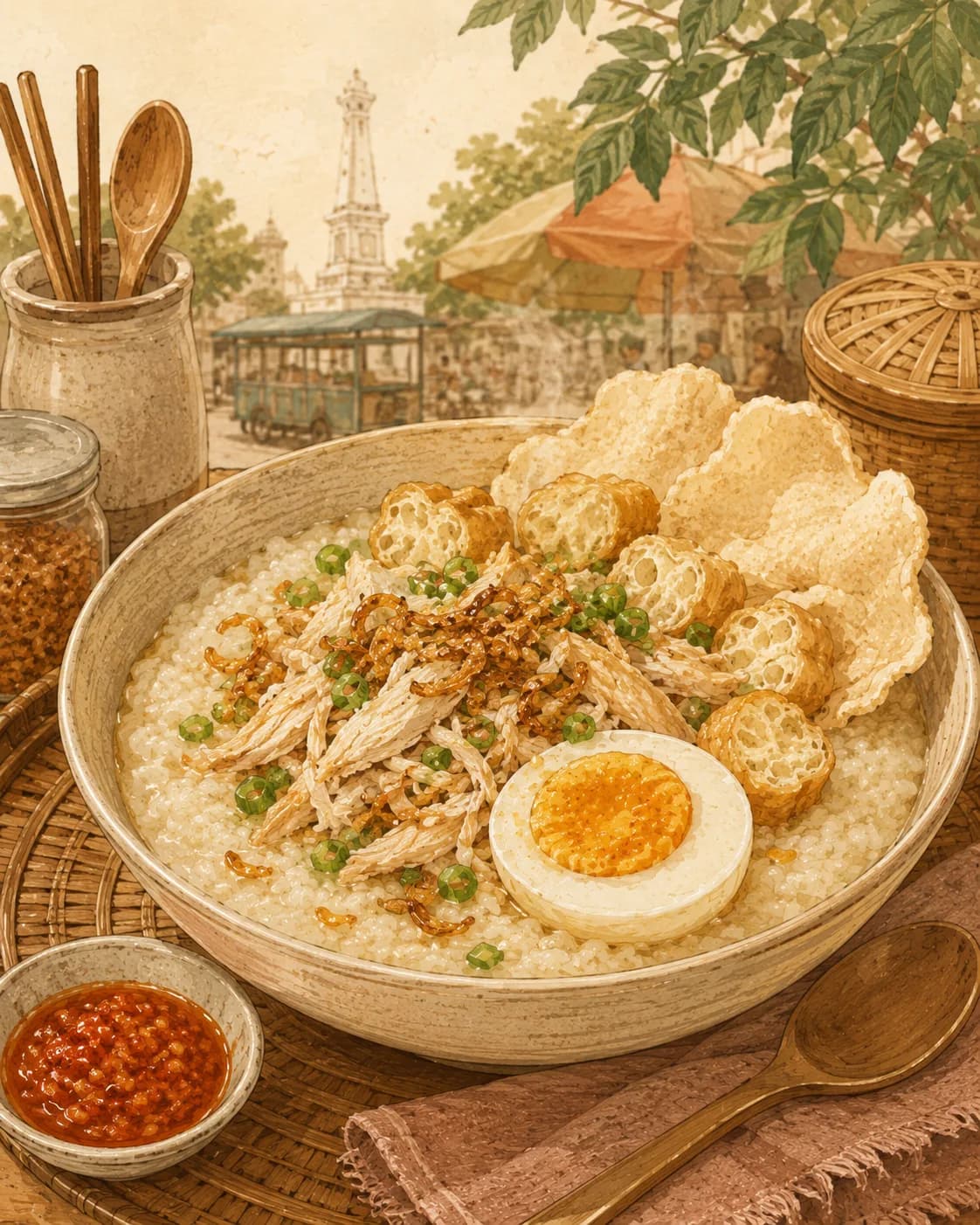 Bubur ayam, petit-déjeuner en Indonesie