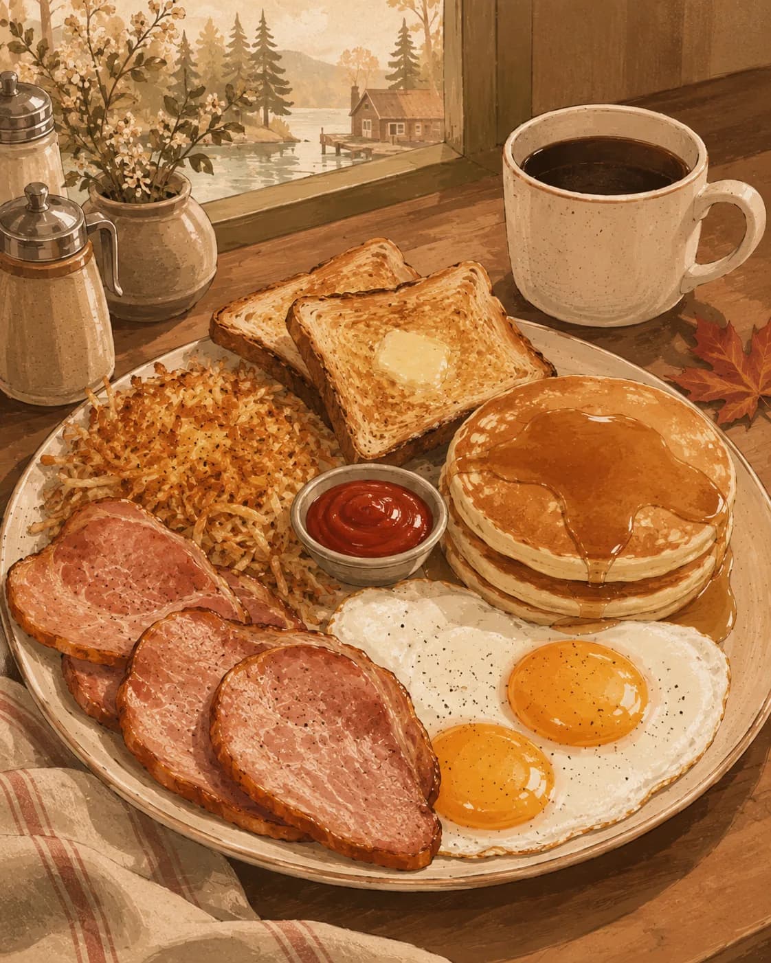 Homestyle breakfast, petit-déjeuner en Canada
