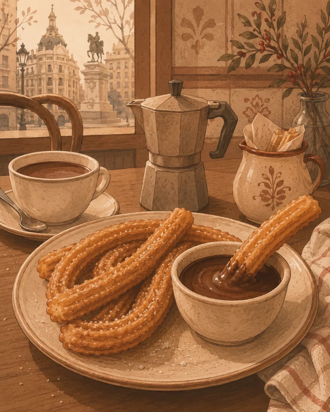 Chocolate con churros, petit-déjeuner en Espagne