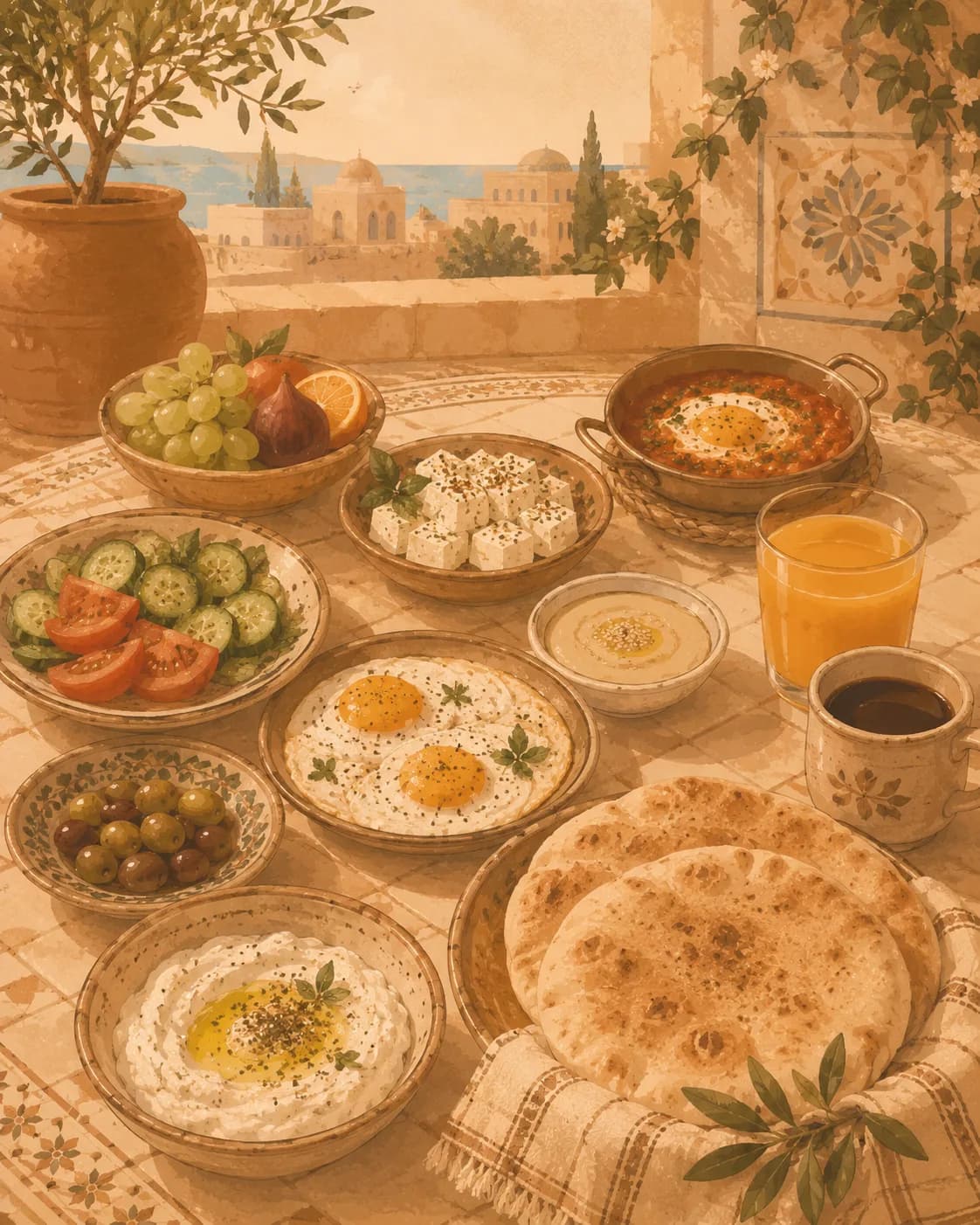 Israeli breakfast, petit-déjeuner en Israël