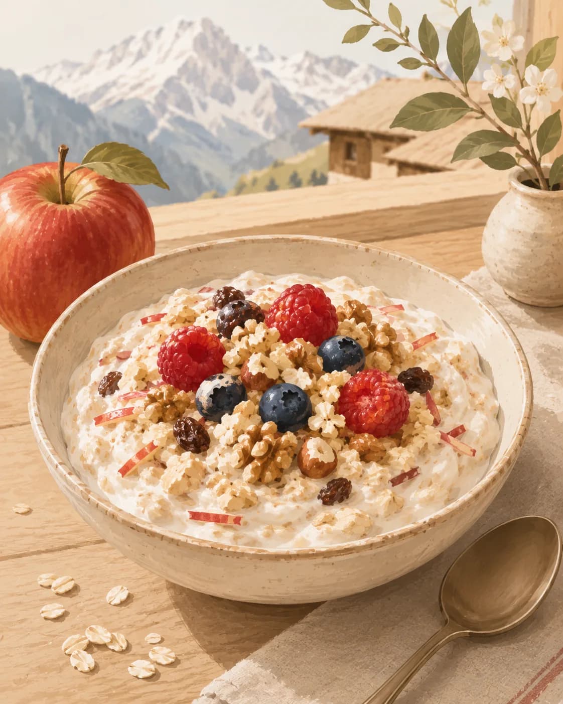 Birchermuesli, petit-déjeuner en Suisse